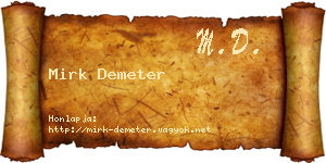 Mirk Demeter névjegykártya